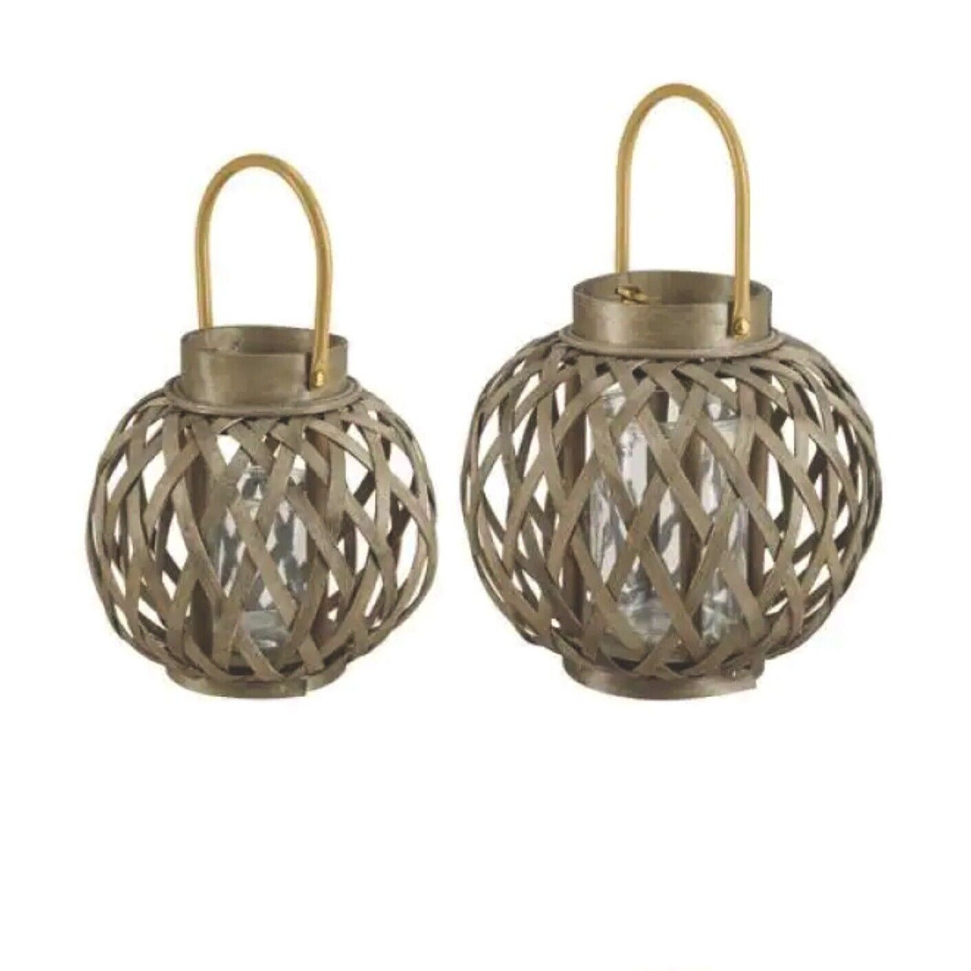 Hampton Bay Woven Lantern with Metal Handle (Set of 2)