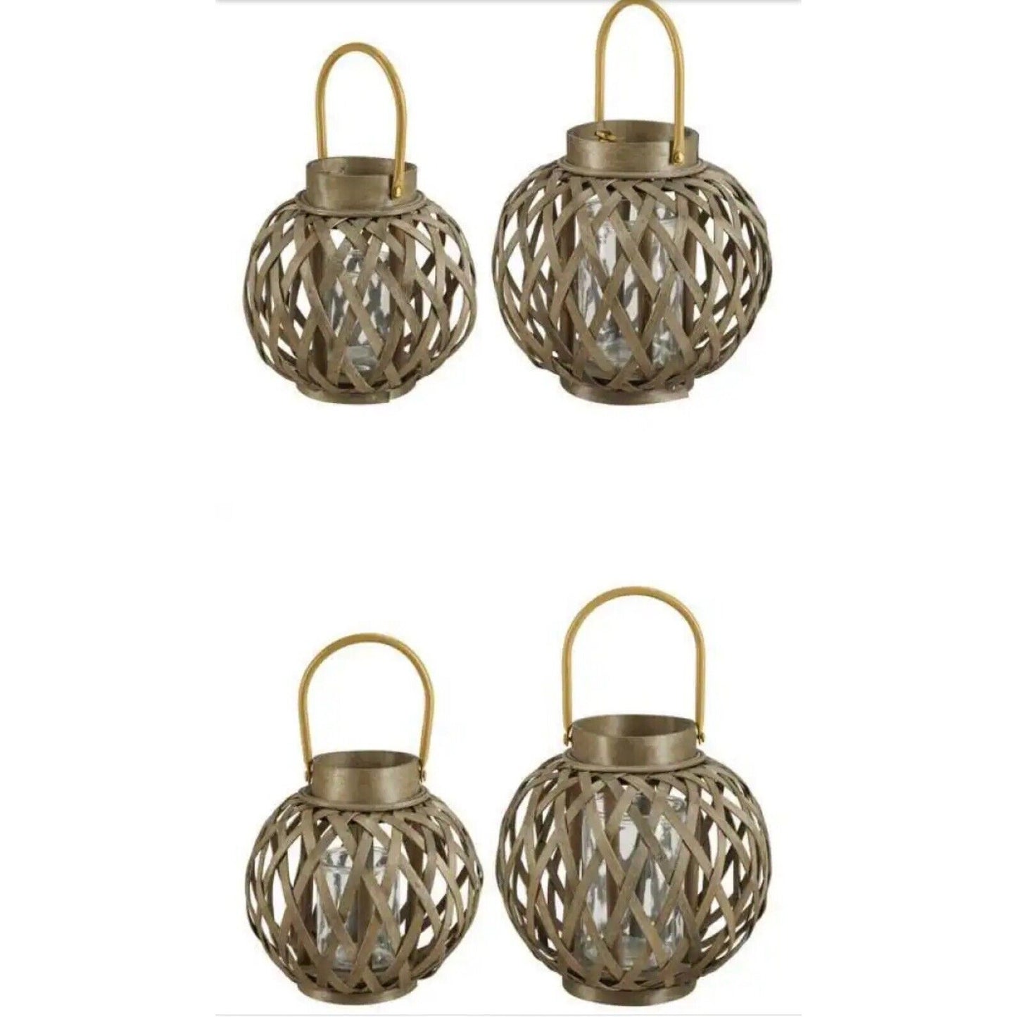 Hampton Bay Woven Lantern with Metal Handle (Set of 2)